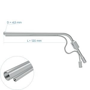 Трубка для аспирации и ирригации по FISCH, Ø канала аспирации 4.5 мм, Ø канала ирригации 2 мм