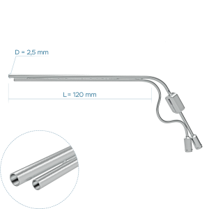 Трубка для аспирации и ирригации по FISCH, Ø канала аспирации 2.5 мм, Ø канала ирригации 2 мм